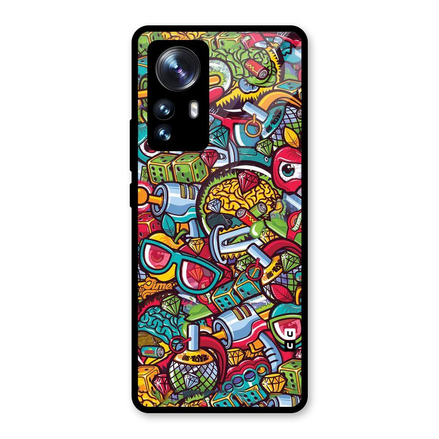 Retro Diamond Design Glass Back Case for Xiaomi 12 Pro
