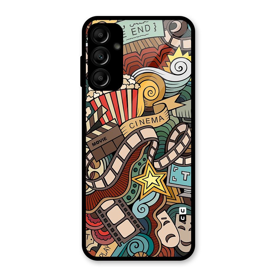 Retro Doodle Art Glass Back Case for Galaxy A14 5G