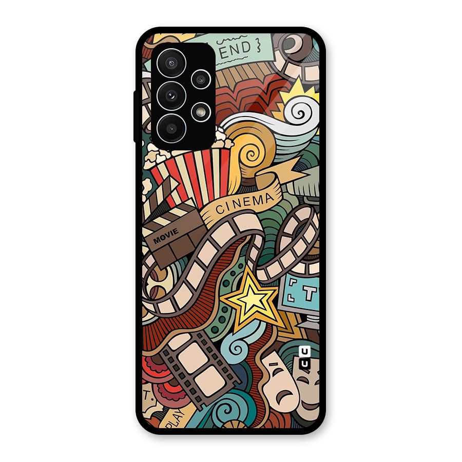 Retro Doodle Art Glass Back Case for Galaxy A23