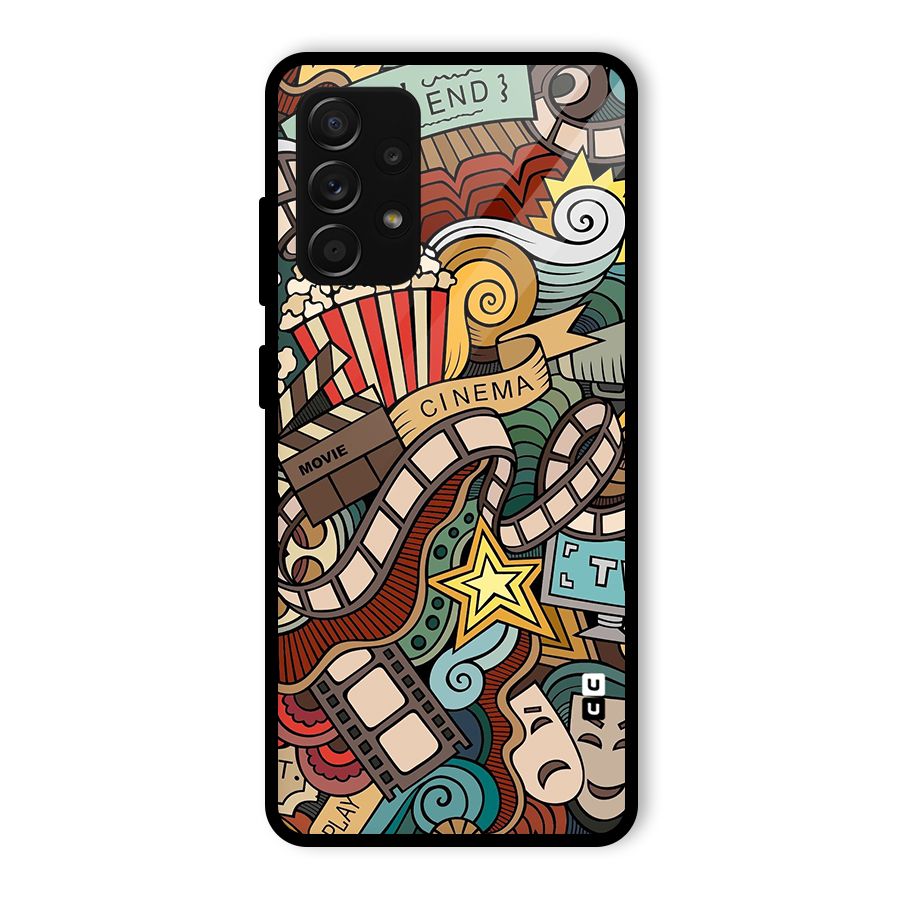 Retro Doodle Art Glass Back Case for Galaxy A53 5G