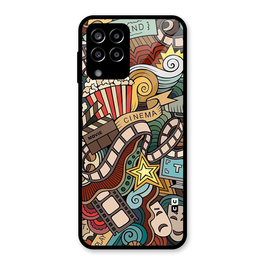 Retro Doodle Art Glass Back Case for Galaxy M33