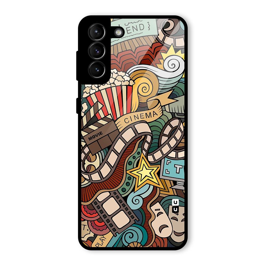 Retro Doodle Art Glass Back Case for Galaxy S21 Plus