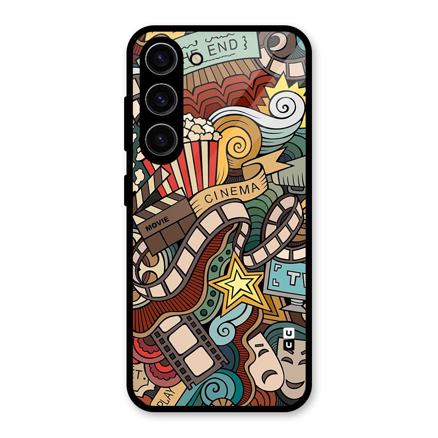 Retro Doodle Art Glass Back Case for Galaxy S23