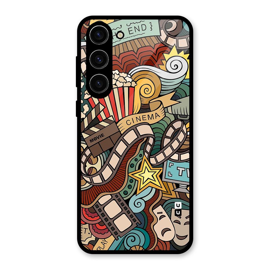 Retro Doodle Art Glass Back Case for Galaxy S23 Plus