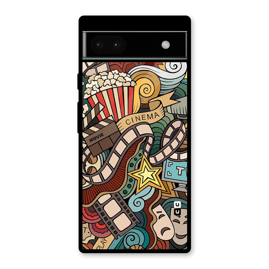 Retro Doodle Art Glass Back Case for Google Pixel 6a