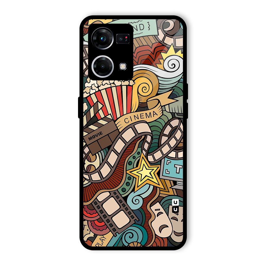 Retro Doodle Art Glass Back Case for Oppo F21s Pro 4G