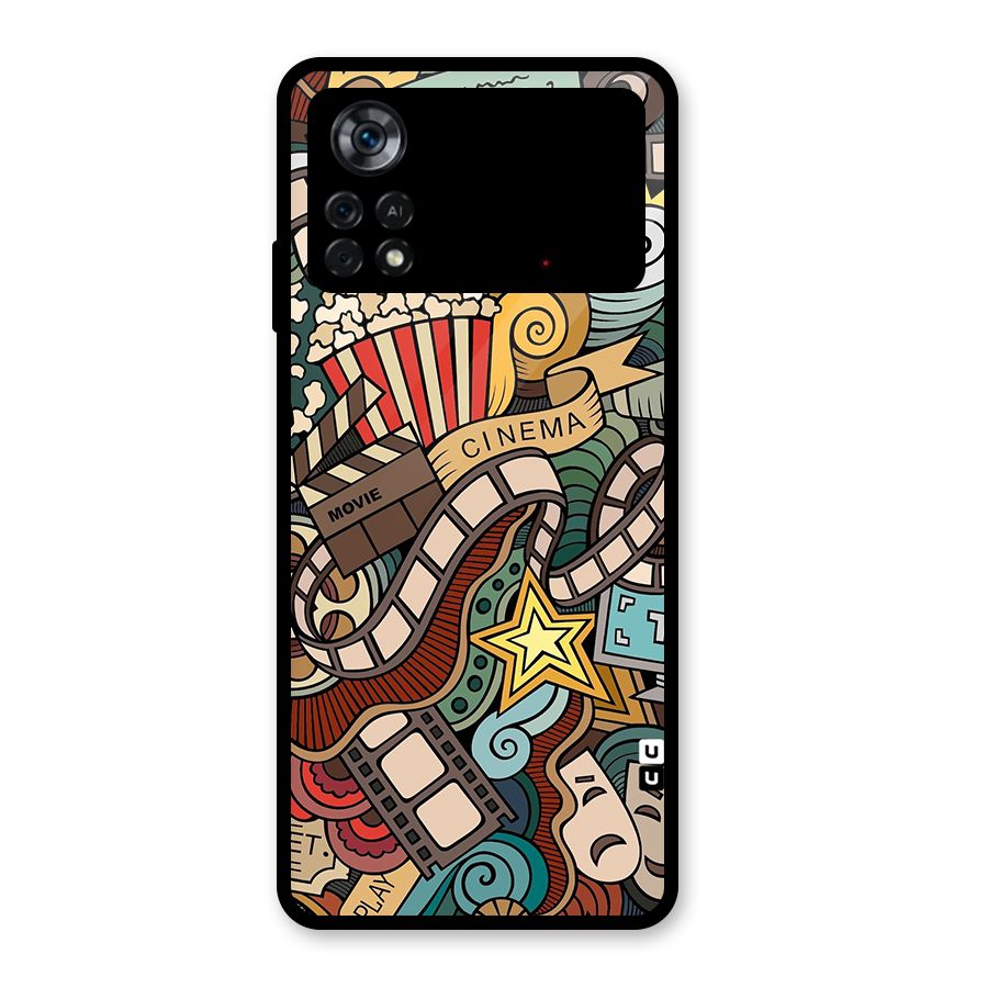 Retro Doodle Art Glass Back Case for Poco X4 Pro 5G