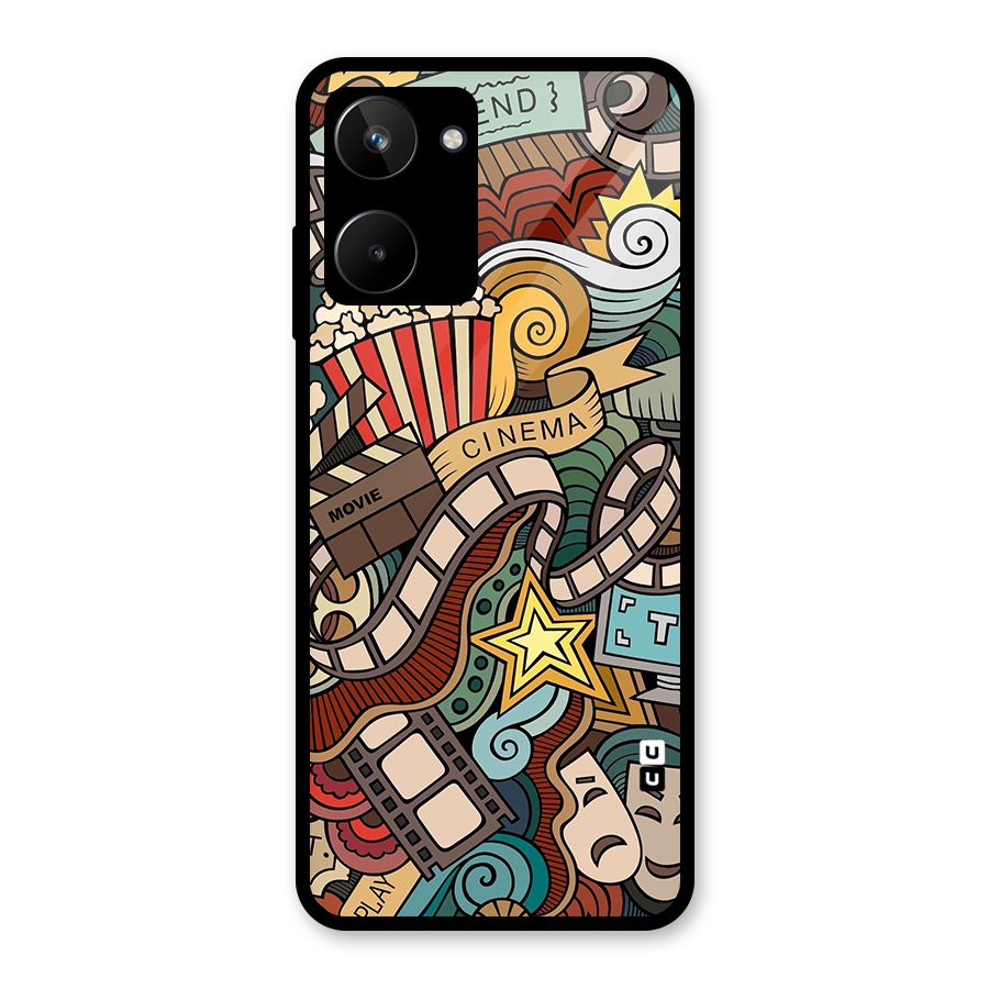 Retro Doodle Art Glass Back Case for Realme 10