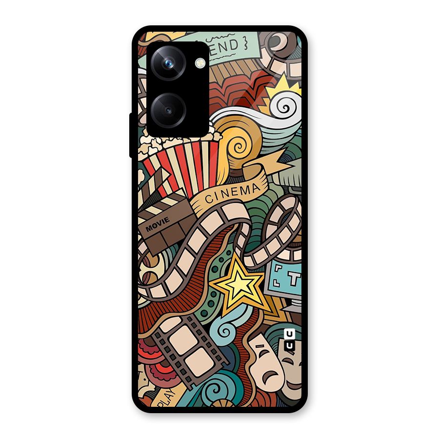Retro Doodle Art Glass Back Case for Realme 10 Pro