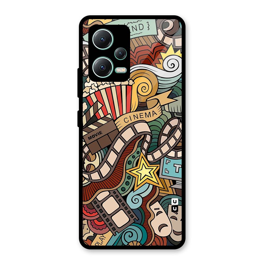 Retro Doodle Art Glass Back Case for Redmi Note 12 5G