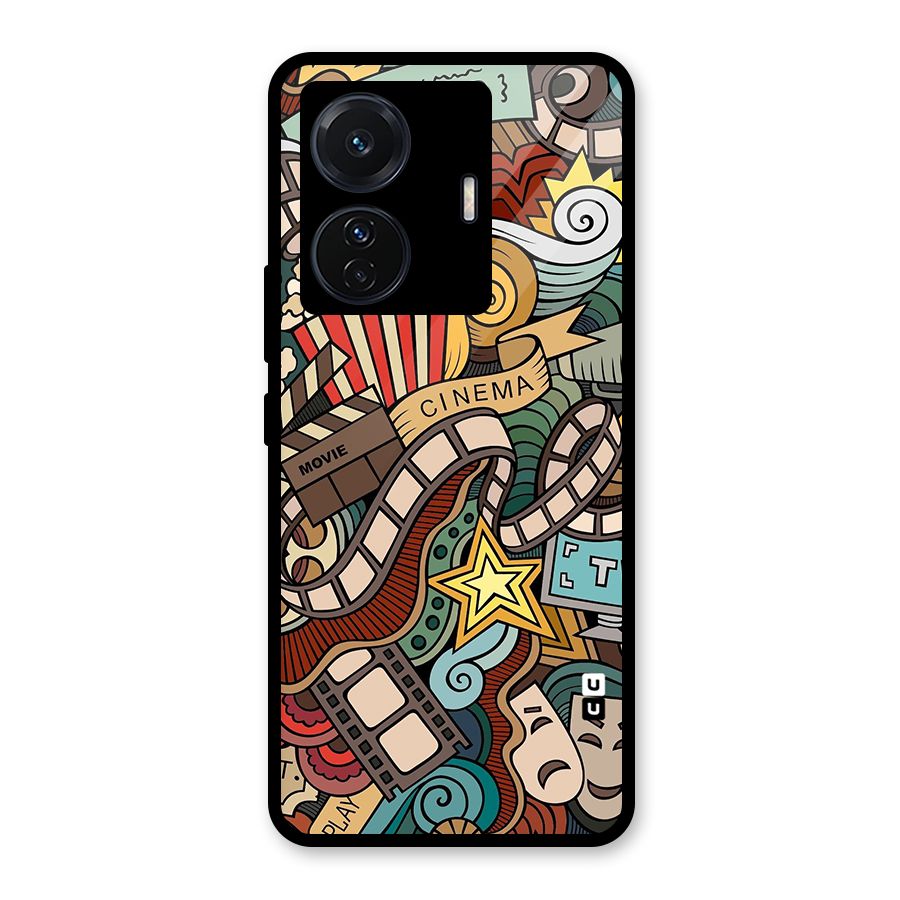 Retro Doodle Art Glass Back Case for Vivo iQOO Z6 Pro