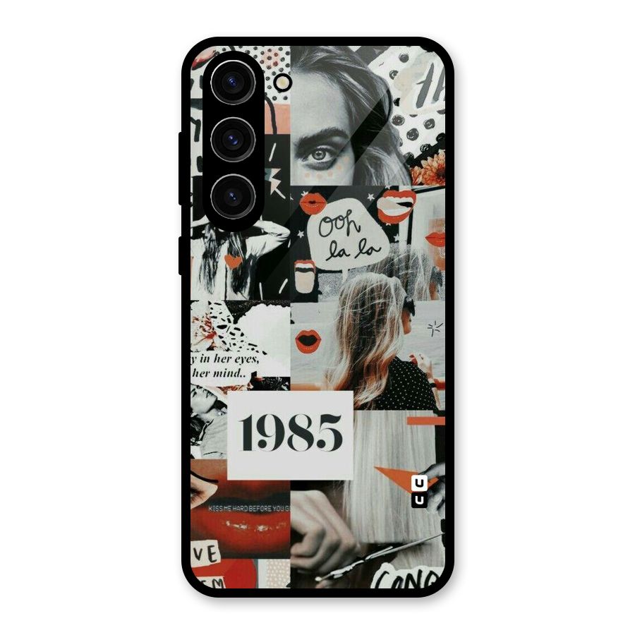 Retro Pattern Glass Back Case for Galaxy S23 Plus