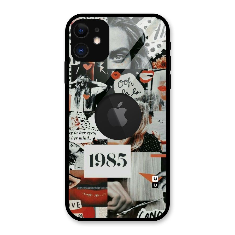 Retro Pattern Glass Back Case for iPhone 11 Logo Cut