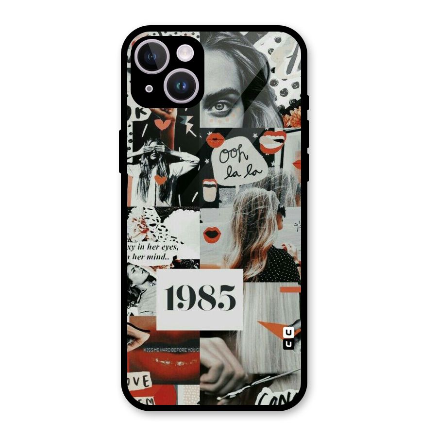 Retro Pattern Glass Back Case for iPhone 14 Plus