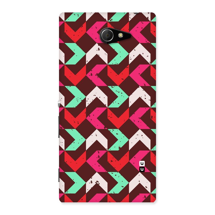Retro Red Pink Pattern Back Case for Sony Xperia M2