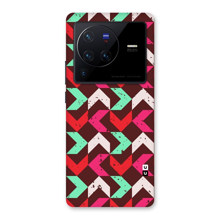 Retro Red Pink Pattern Back Case for Vivo X80 Pro