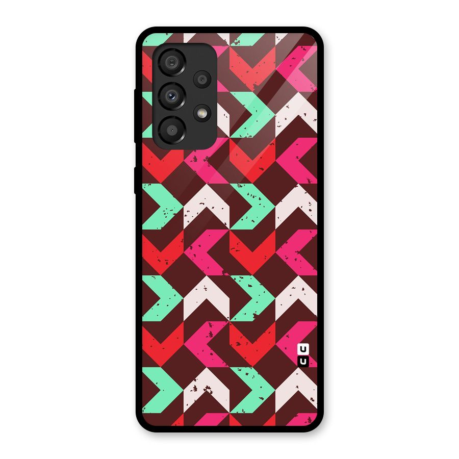 Retro Red Pink Pattern Glass Back Case for Galaxy A33 5G