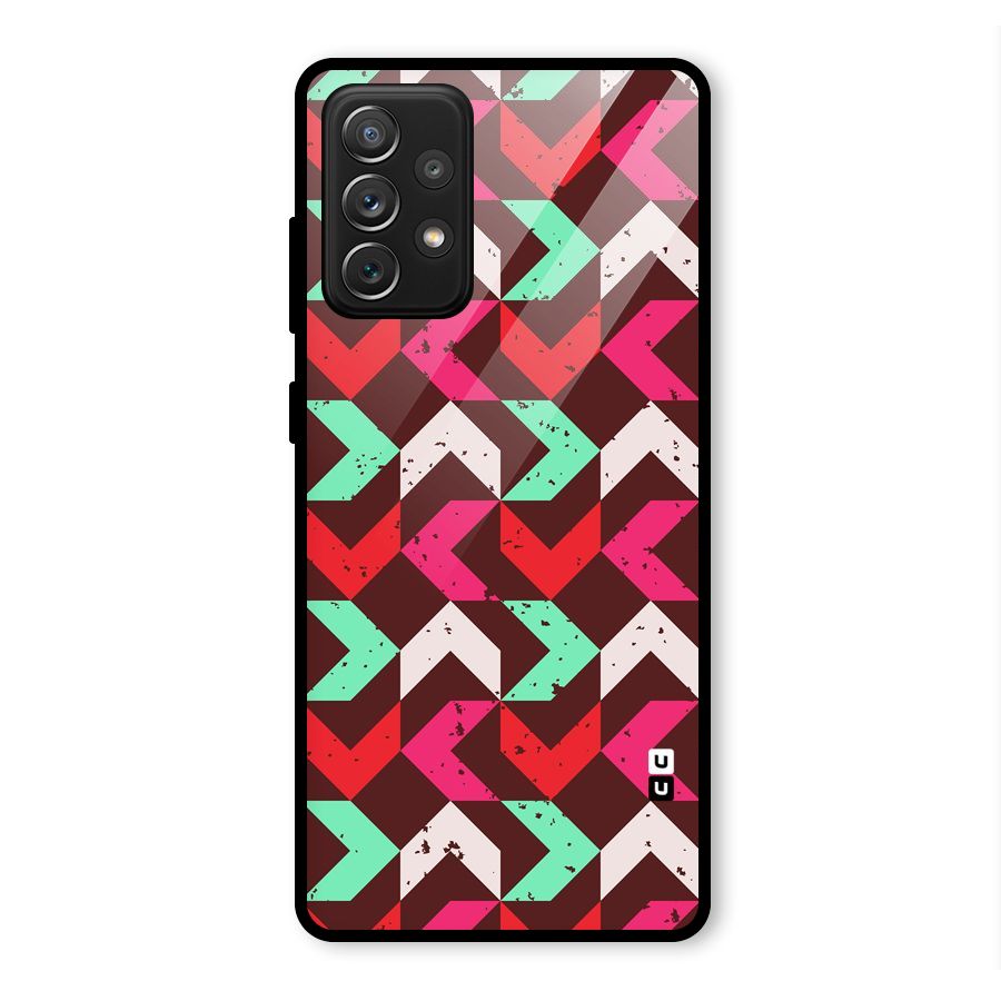Retro Red Pink Pattern Glass Back Case for Galaxy A72