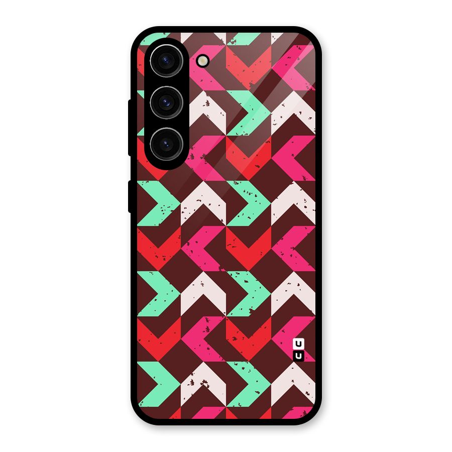 Retro Red Pink Pattern Glass Back Case for Galaxy S23