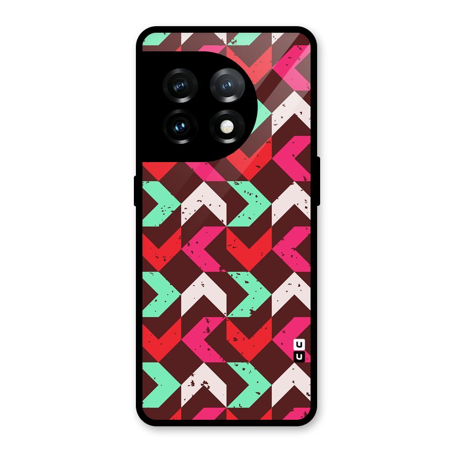 Retro Red Pink Pattern Glass Back Case for OnePlus 11