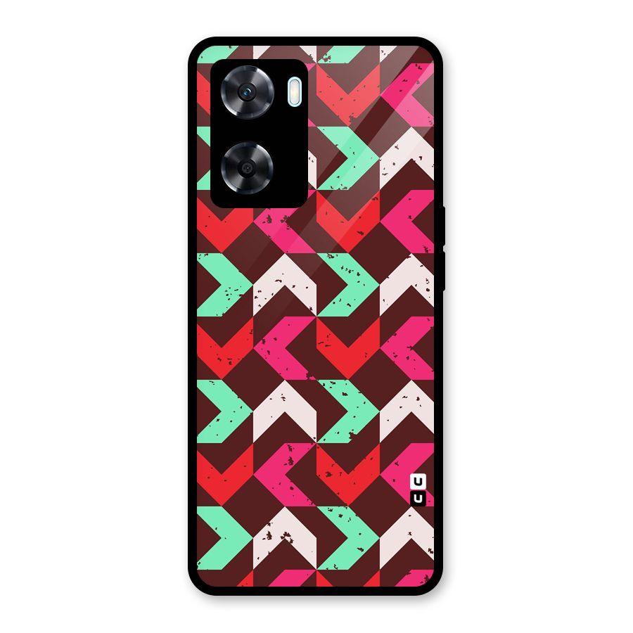 Retro Red Pink Pattern Glass Back Case for Oppo A77