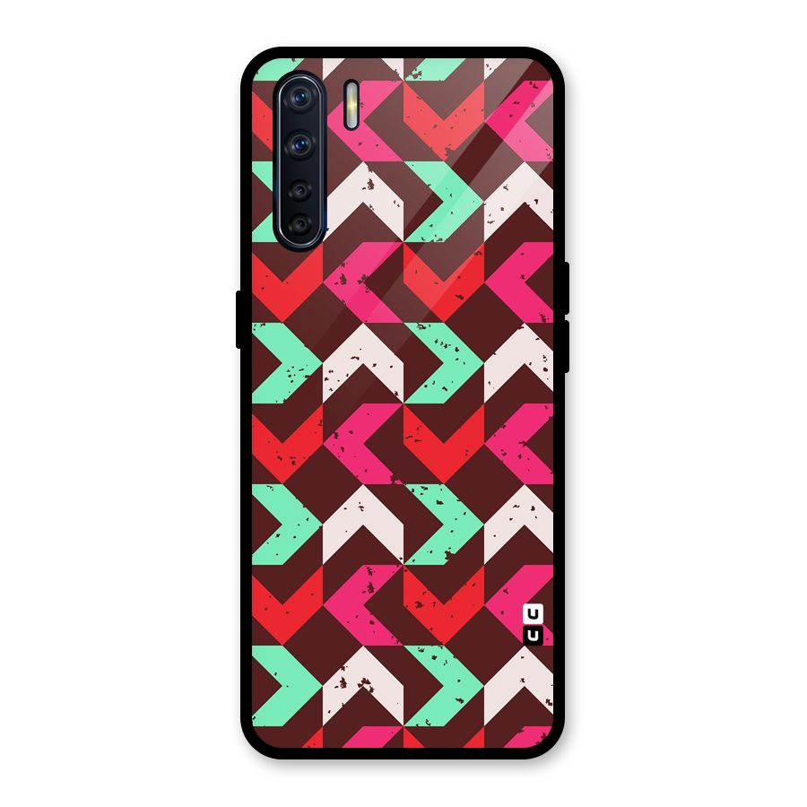 Retro Red Pink Pattern Glass Back Case for Oppo F15