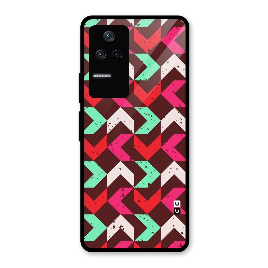 Retro Red Pink Pattern Glass Back Case for Poco F4 5G