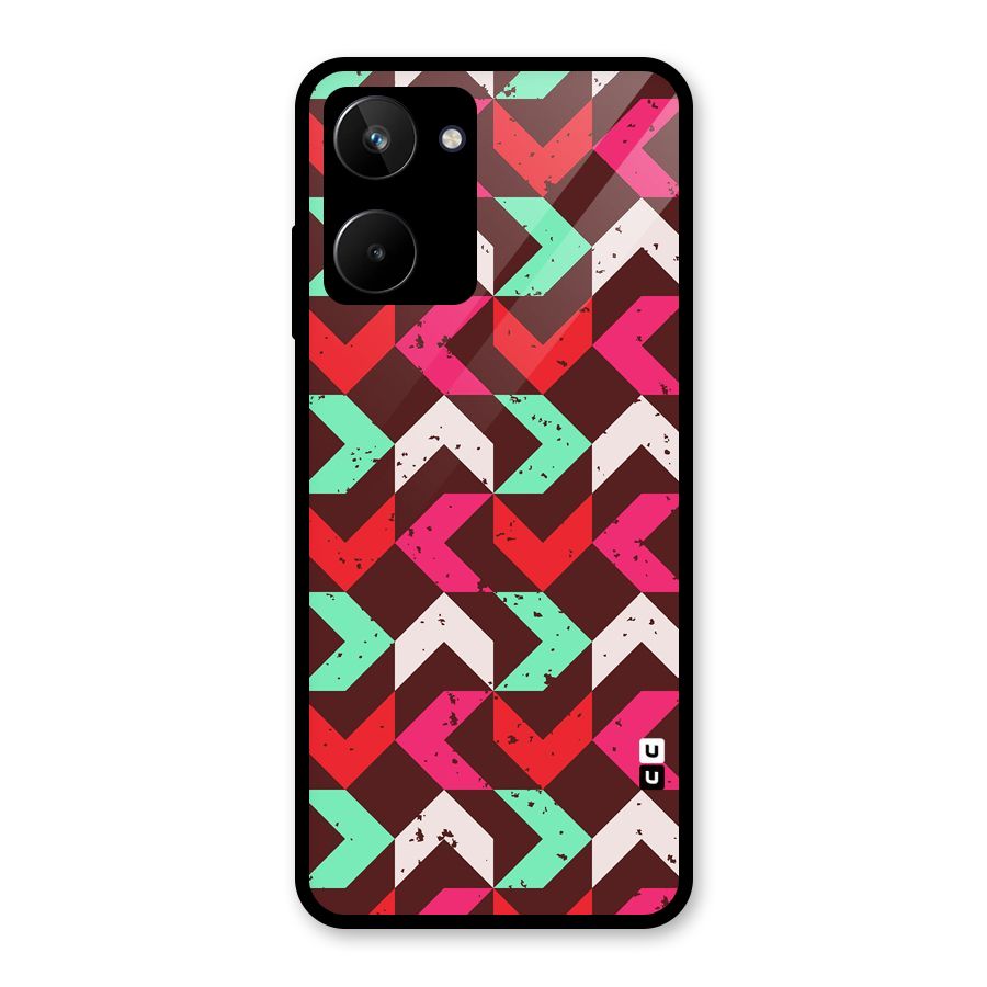 Retro Red Pink Pattern Glass Back Case for Realme 10