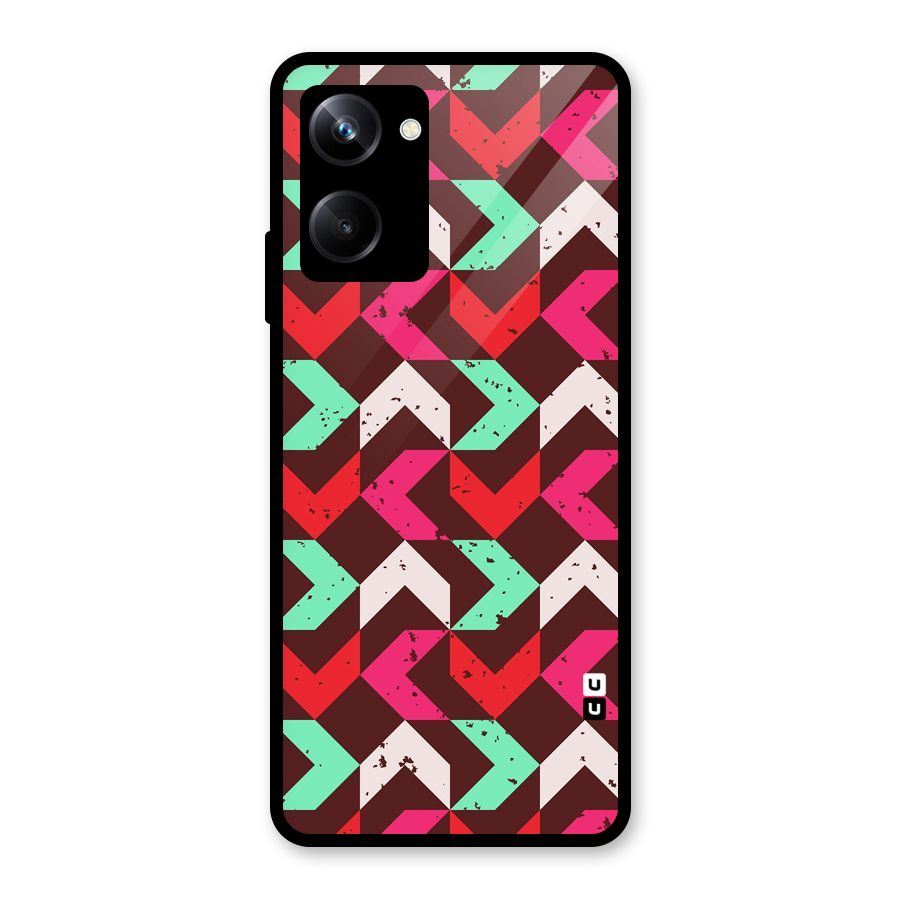 Retro Red Pink Pattern Glass Back Case for Realme 10 Pro