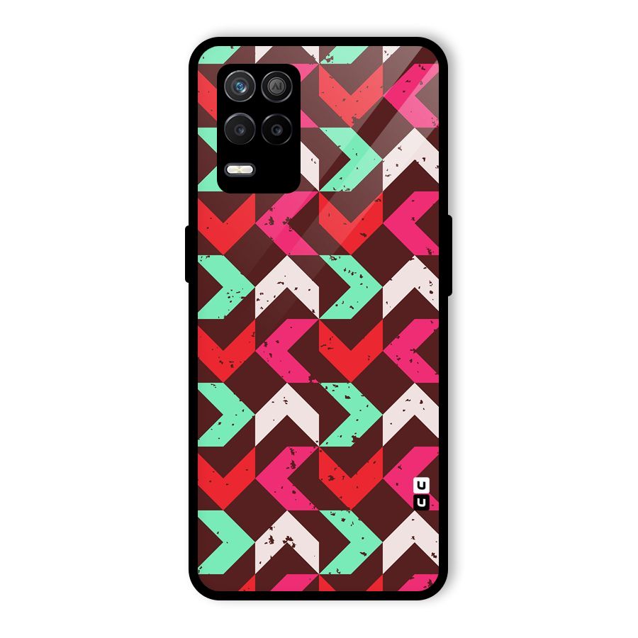 Retro Red Pink Pattern Glass Back Case for Realme 8 5G