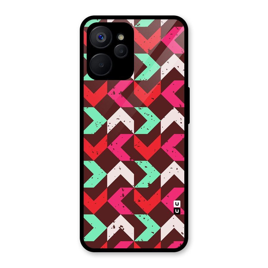 Retro Red Pink Pattern Glass Back Case for Realme 9i 5G