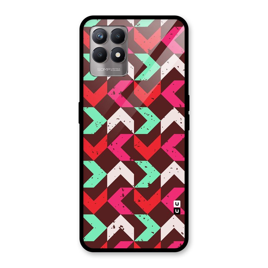 Retro Red Pink Pattern Glass Back Case for Realme Narzo 50