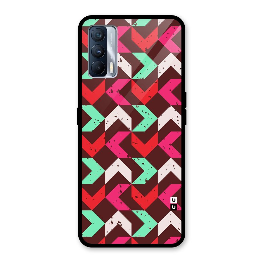 Retro Red Pink Pattern Glass Back Case for Realme X7