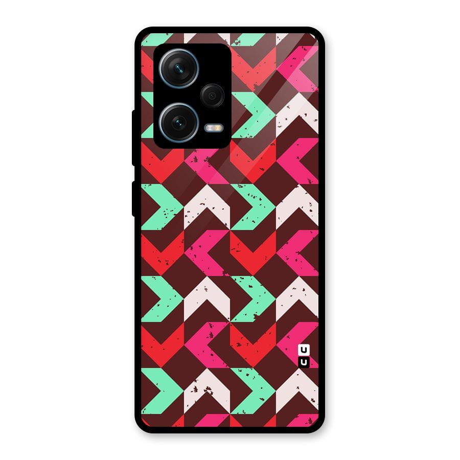 Retro Red Pink Pattern Glass Back Case for Redmi Note 12 Pro Plus 5G
