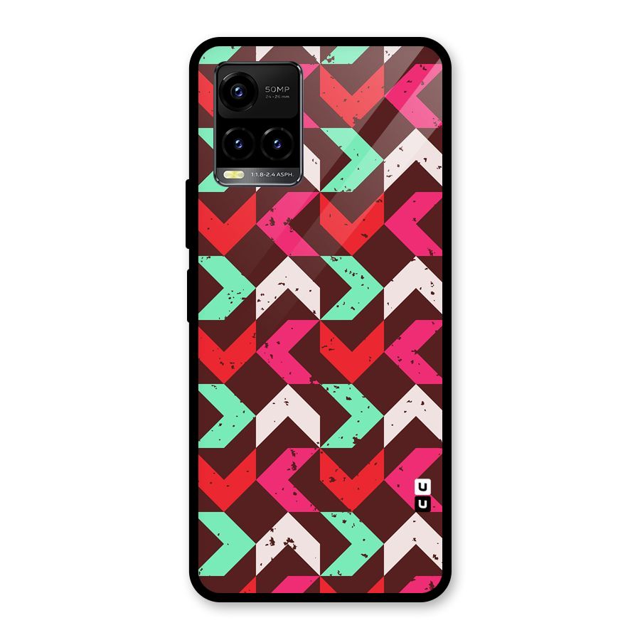 Retro Red Pink Pattern Glass Back Case for Vivo Y21A