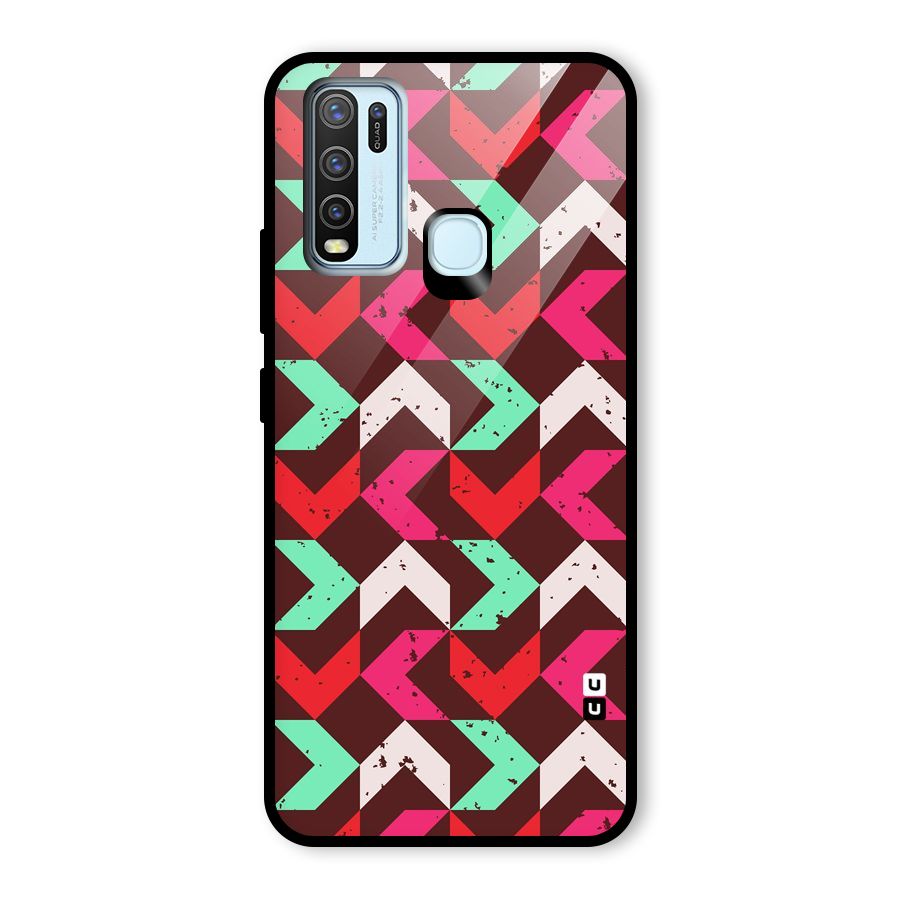 Retro Red Pink Pattern Glass Back Case for Vivo Y50