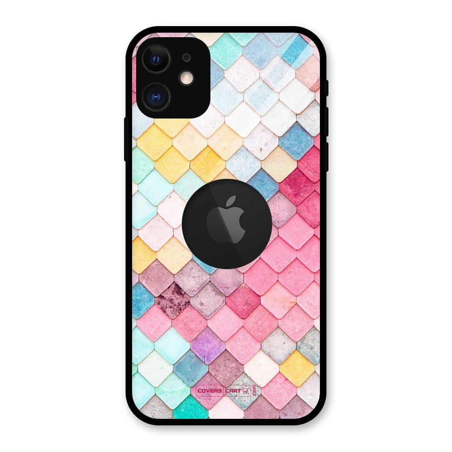 Rocks Pattern Design Glass Back Case for iPhone 11 Logo Cut