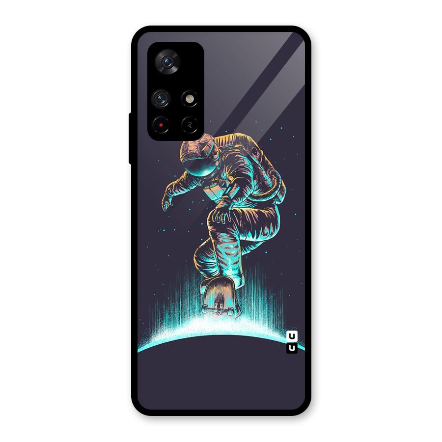 Rolling Spaceman Glass Back Case for Redmi Note 11T 5G