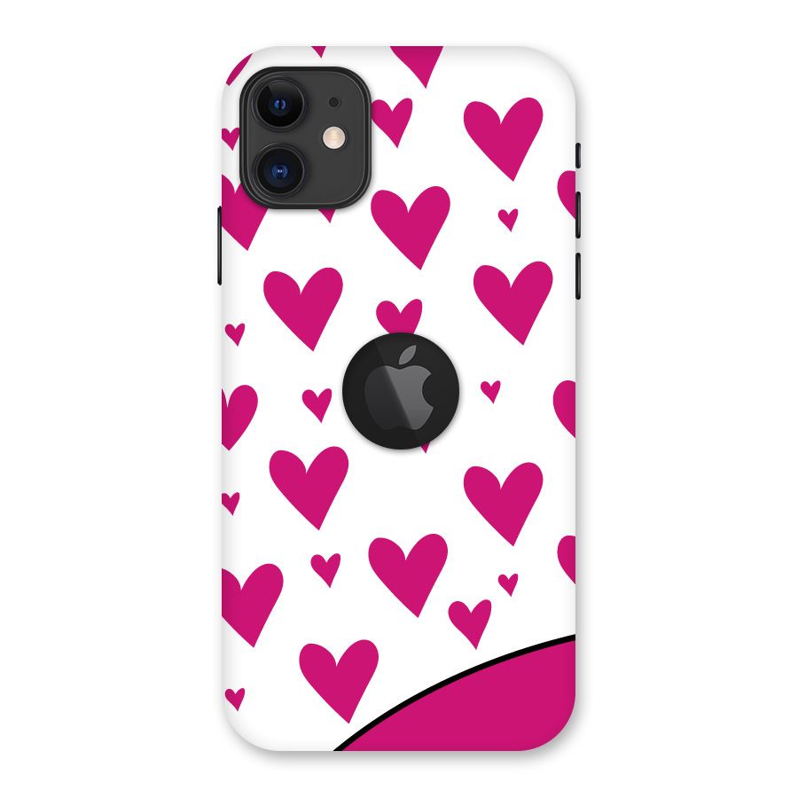 Romantic Couples with Hearts Back Case for iPhone 11 Logo Cut