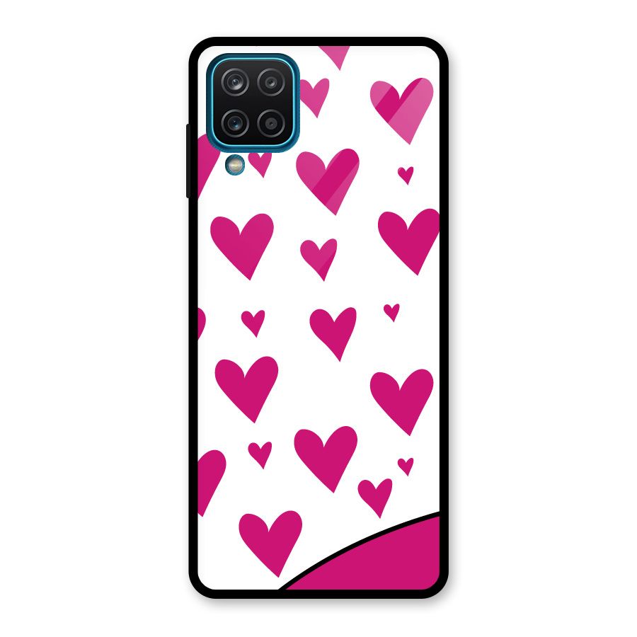 Romantic Couples with Hearts Glass Back Case for Galaxy A12