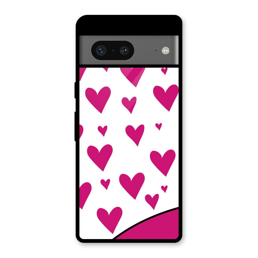 Romantic Couples with Hearts Glass Back Case for Google Pixel 7