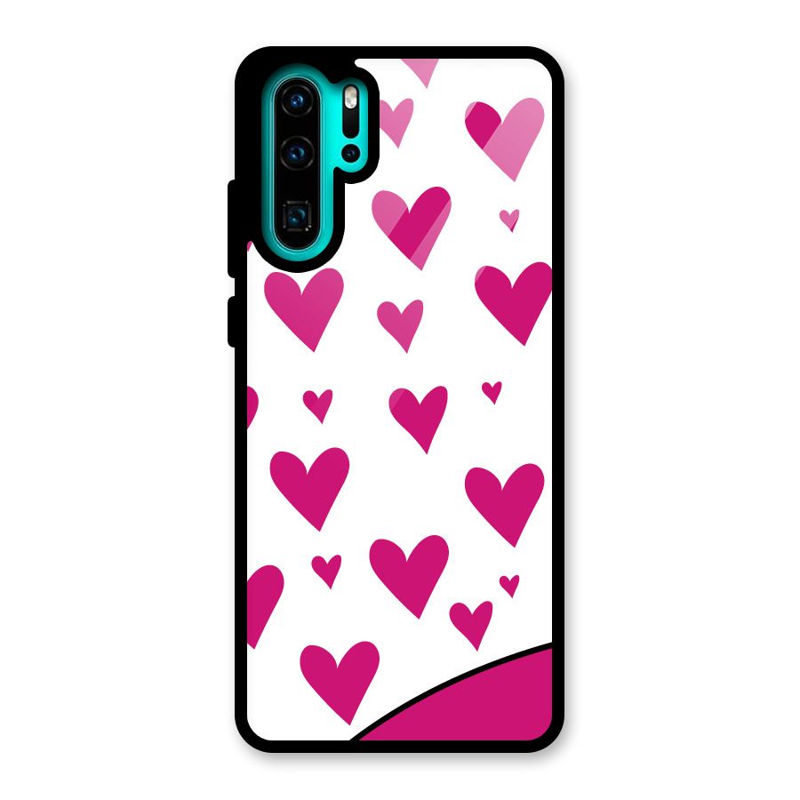 Romantic Couples with Hearts Glass Back Case for Huawei P30 Pro