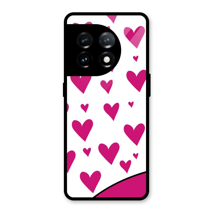Romantic Couples with Hearts Glass Back Case for OnePlus 11