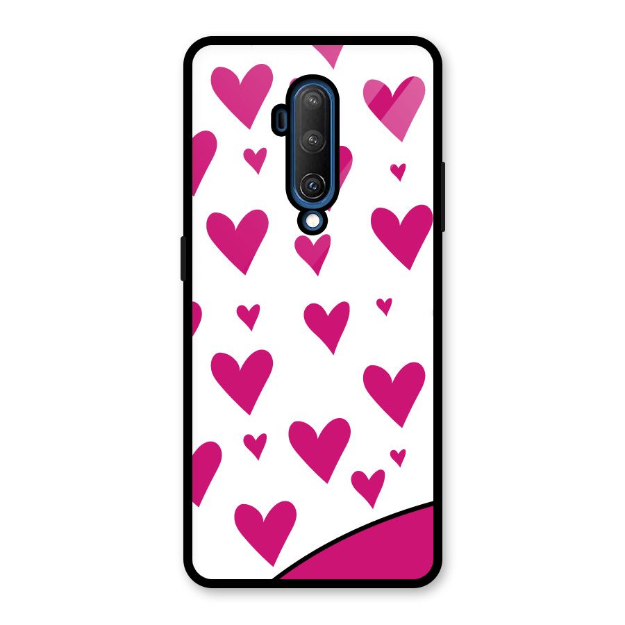 Romantic Couples with Hearts Glass Back Case for OnePlus 7T Pro