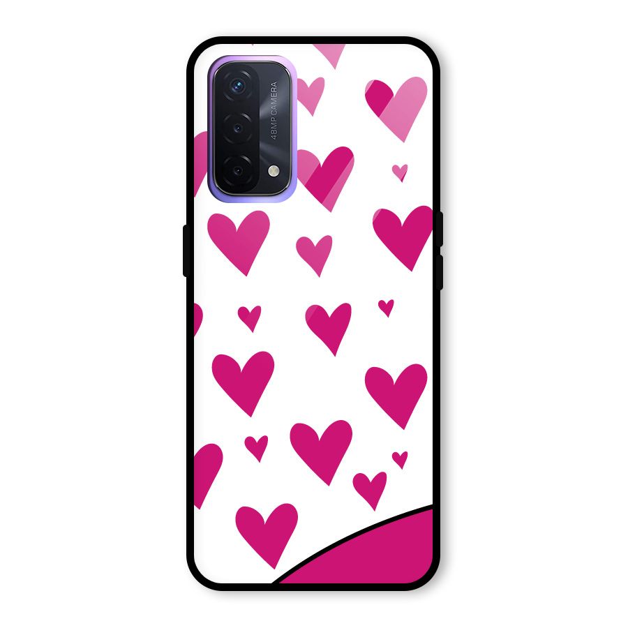 Romantic Couples with Hearts Glass Back Case for Oppo A74 5G