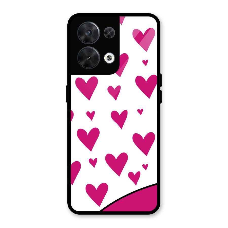 Romantic Couples with Hearts Glass Back Case for Oppo Reno8 5G