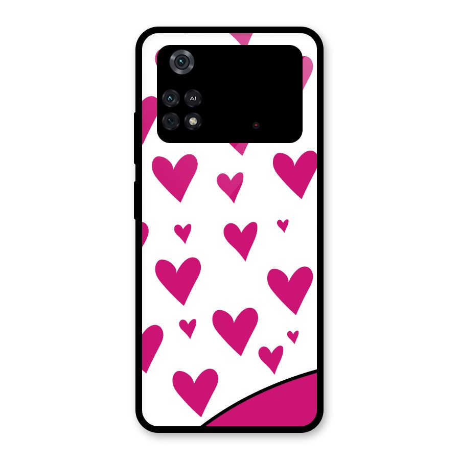 Romantic Couples with Hearts Glass Back Case for Poco M4 Pro 4G