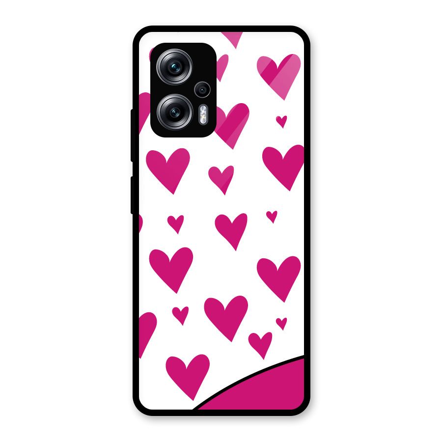 Romantic Couples with Hearts Glass Back Case for Redmi K50i
