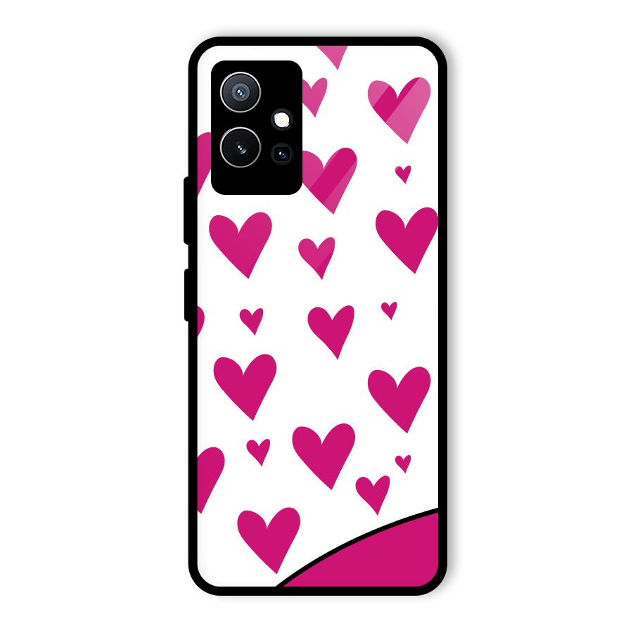 Romantic Couples with Hearts Glass Back Case for Vivo T1 5G