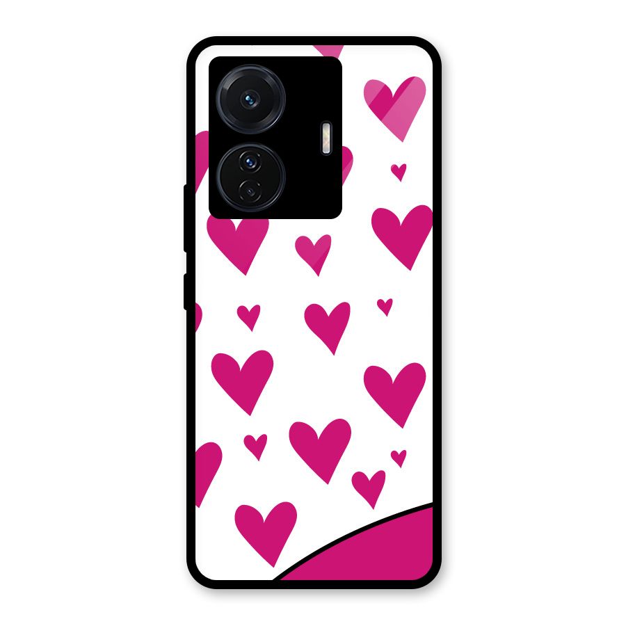 Romantic Couples with Hearts Glass Back Case for Vivo T1 Pro